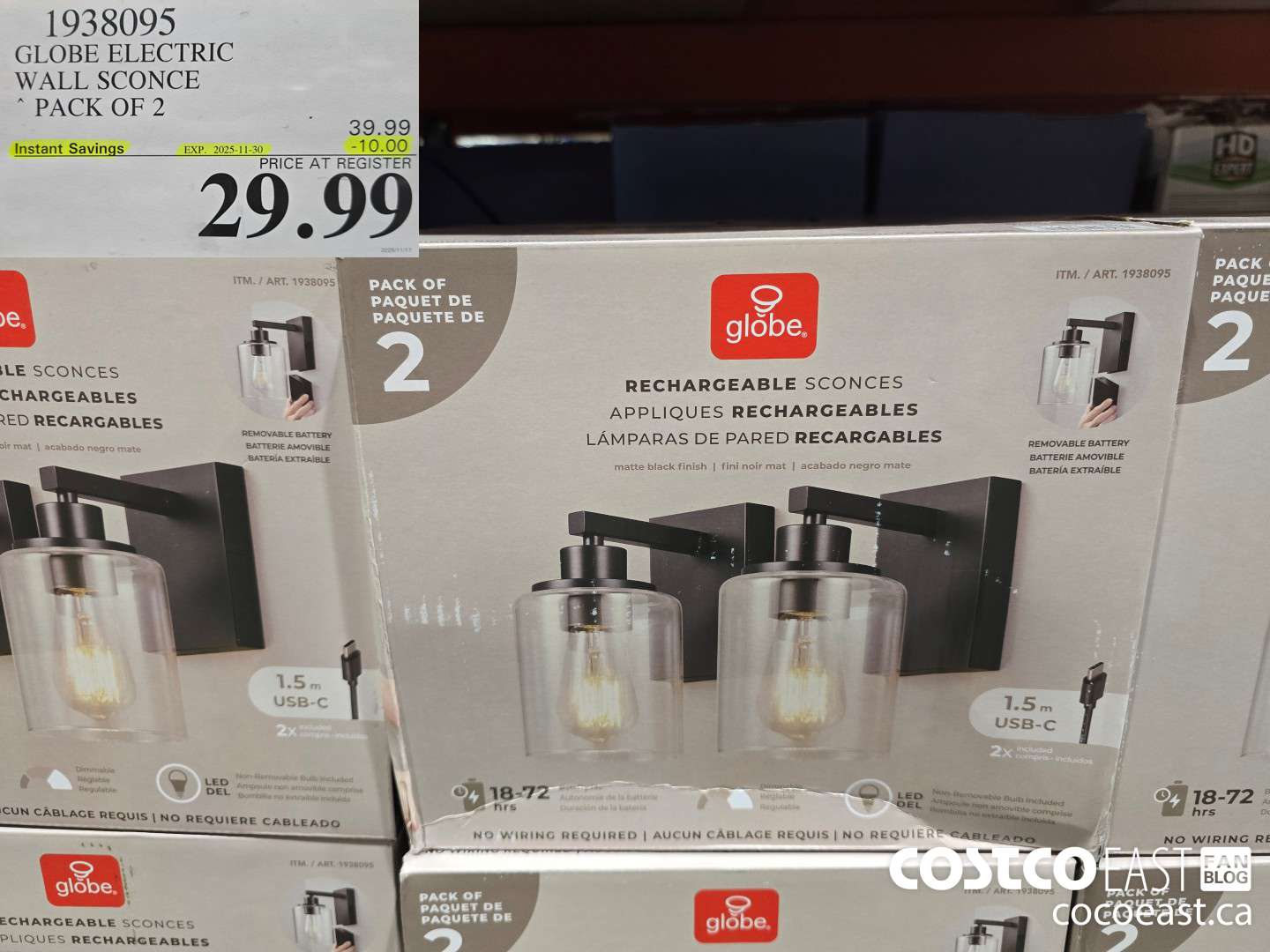 1938095 GLOBE ELECTRIC WALL SCONCE PACK OF 2 ($10.00 INSTANT SAVINGS EXPIRES ON 2025-11-30) $29.99