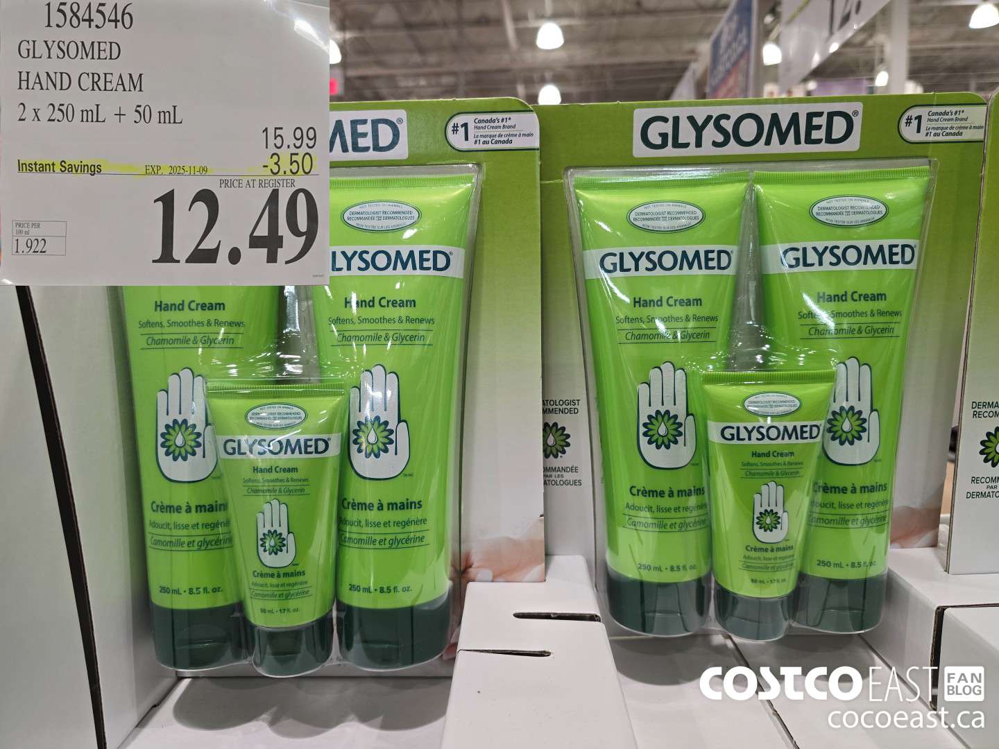 1584546 GLYSOMED HAND CREAM 2x 250 mL + 50 mL ($3.50 INSTANT SAVINGS EXPIRES ON 2025-11-09) $12.49