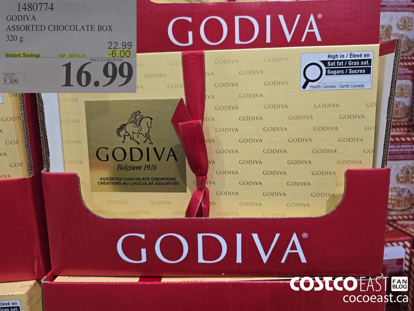 1480774 GODIVA ASSORTED CHOCOLATE BOX 320 G ($6.00 INSTANT SAVINGS EXPIRES ON 2025-11-23) $16.99