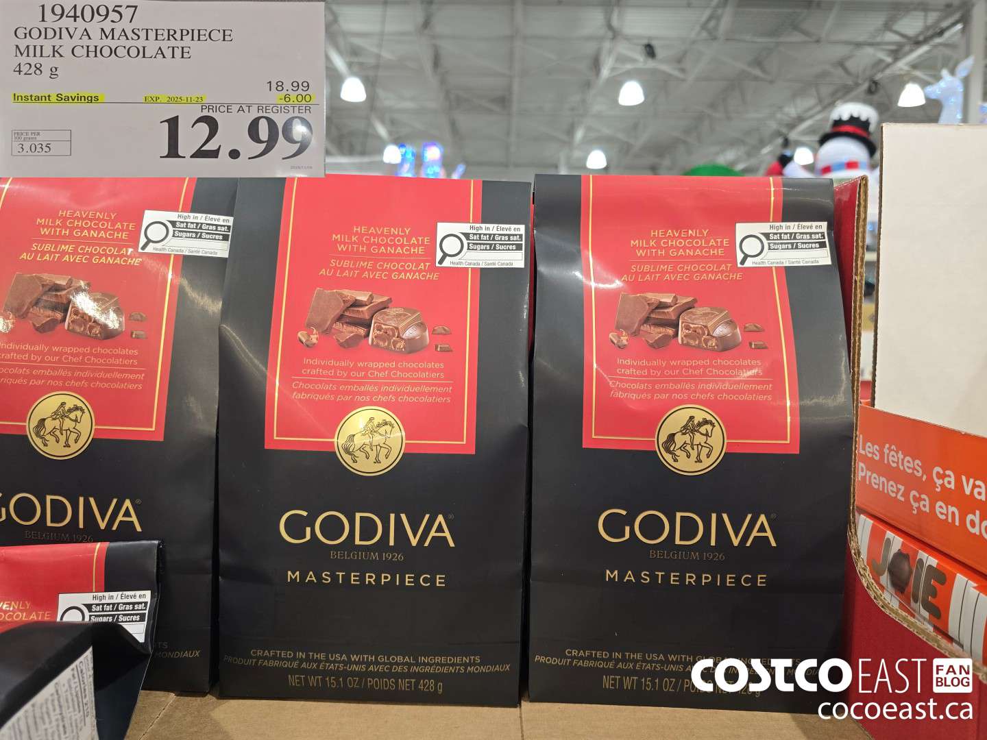 1940957 GODIVA MASTERPIECE MILK CHOCOLATE 428 g ($6.00 INSTANT SAVINGS EXPIRES ON 2025-11-23) $12.99