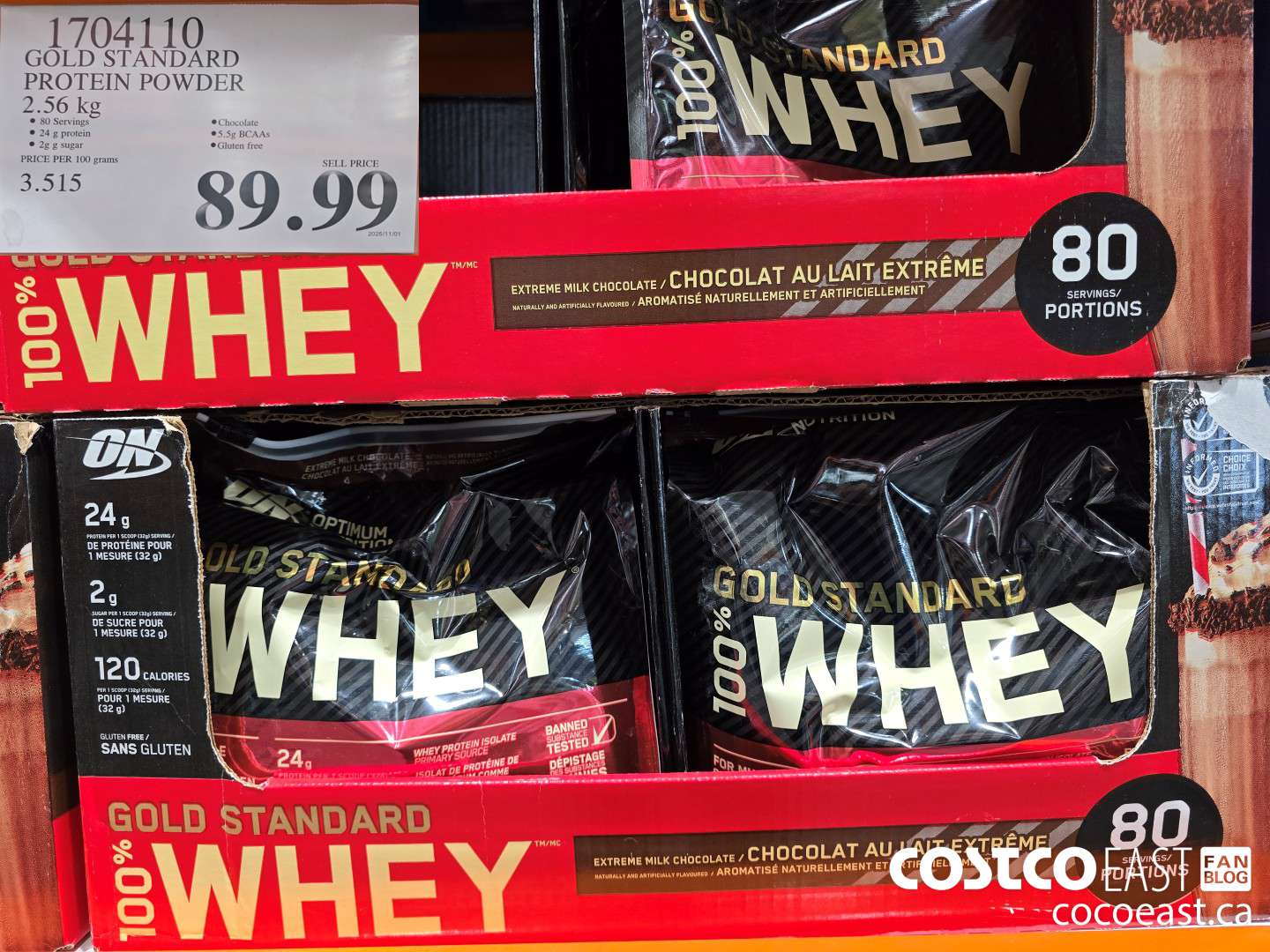 1704110 GOLD STANDARD PROTEIN POWDER 2.56 KG $89.99