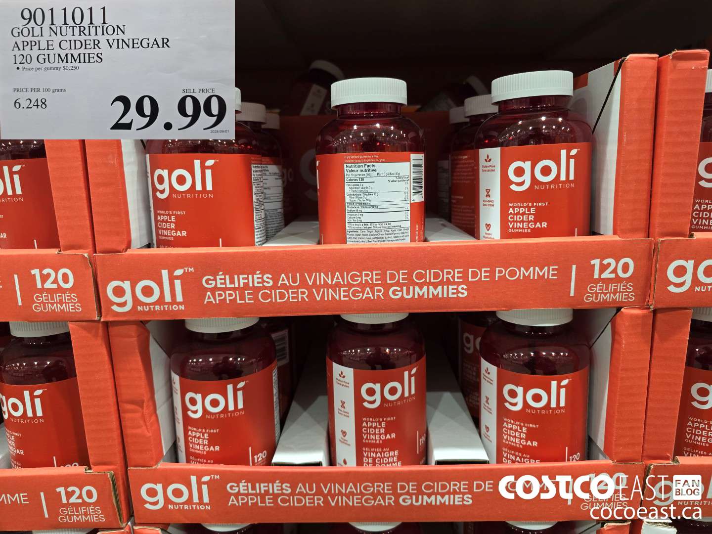 9011011 GOLI NUTRITION APPLE CIDER VINEGAR 120 GUMMIES $29.99