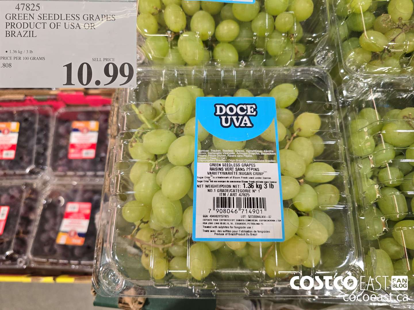 47825 GREEN SEEDLESS GRAPES PRODUCT USA OR BRAZIL $10.99