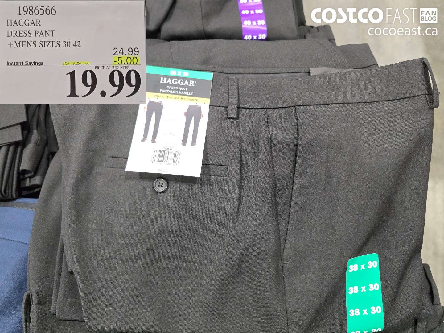 1986566 HAGGAR DRESS PANT +MENS SIZES 30-42 ($5.00 INSTANT SAVINGS EXPIRES ON 2025-11-30) $19.99