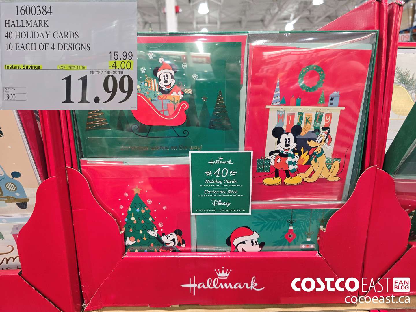 1600384 HALLMARK 40 HOLIDAY CARDS 10 EACH OF 4 DESIGNS ($4.00 INSTANT SAVINGS EXPIRES ON 2025-11-16) $11.99