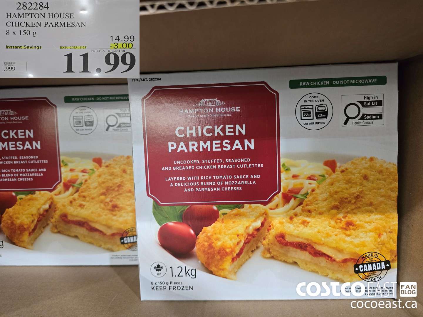 282284 HAMPTON HOUSE CHICKEN PARMESAN 8 X 150 G ($3.00 INSTANT SAVINGS EXPIRES ON 2025-11-23) $11.99