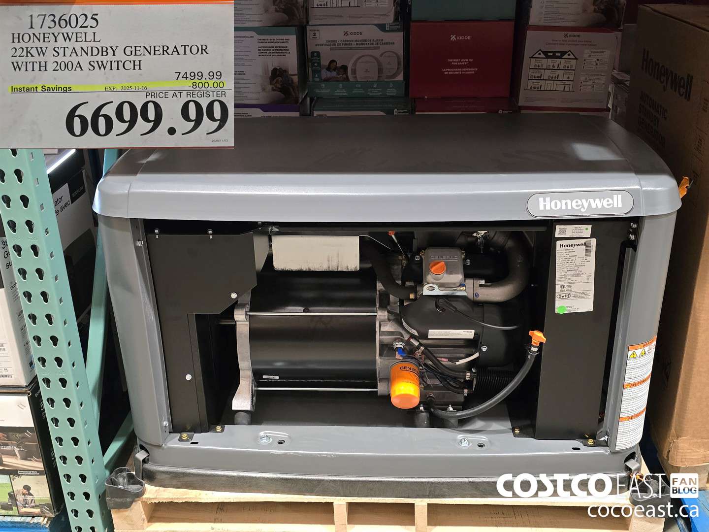 1736025 HONEYWELL 22KW STANDBY GENERATOR - WITH 200A SWITCH ($800.00 INSTANT SAVINGS EXPIRES ON 2025-11-16) $6699.99