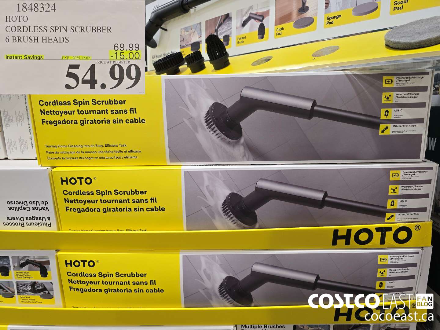 1848324 HOTO CORDLESS SPIN SCRUBBER 6 BRUSH HEADS ($15.00 INSTANT SAVINGS EXPIRES ON 2025-12-02) $54.99
