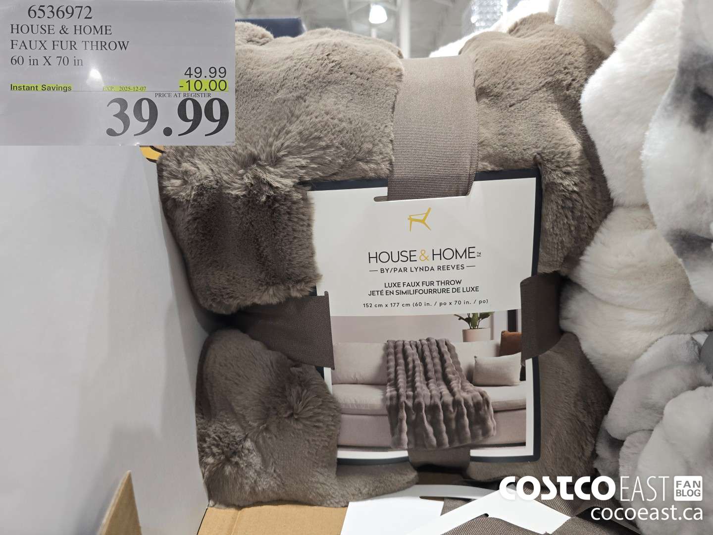 6536972 HOUSE & HOME FAUX FUR THROW 60 IN X 70 IN ($10.00 INSTANT SAVINGS EXPIRES ON 2025-12-07) $39.99