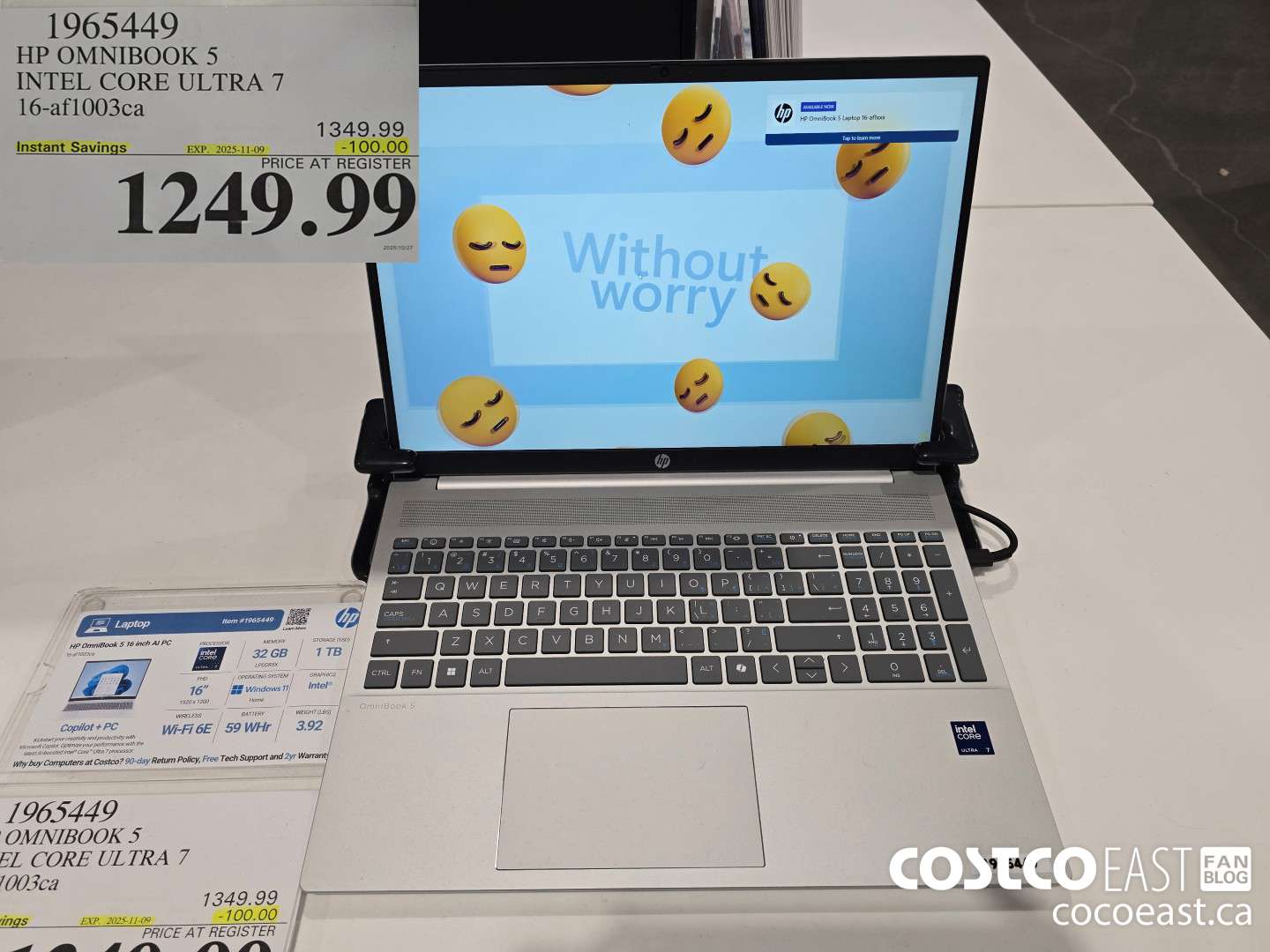 1965449 HP OMNIBOOK 5 INTEL CORE ULTRA 7 16-af1003ca ($100.00 INSTANT SAVINGS EXPIRES ON 2025-11-09) $1249.99