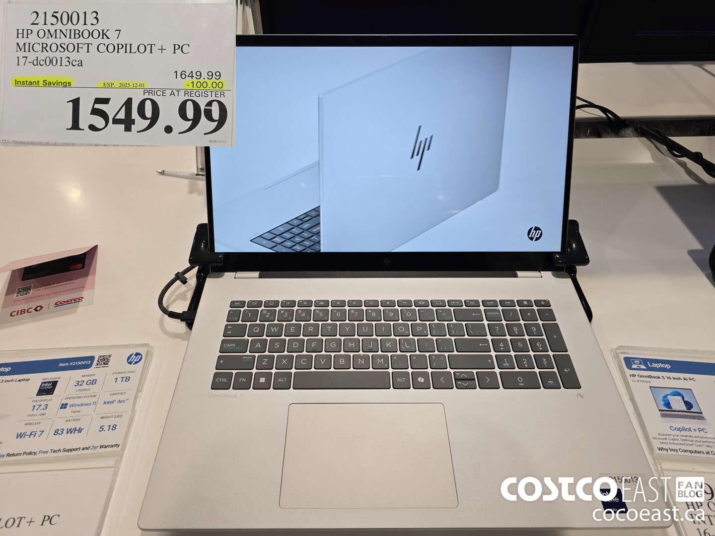 2150013 HP OMNIBOOK 7 MICROSOFT COPILOT 17-dc0013ca ($100.00 INSTANT SAVINGS EXPIRES ON 2025-12-01) $1549.99