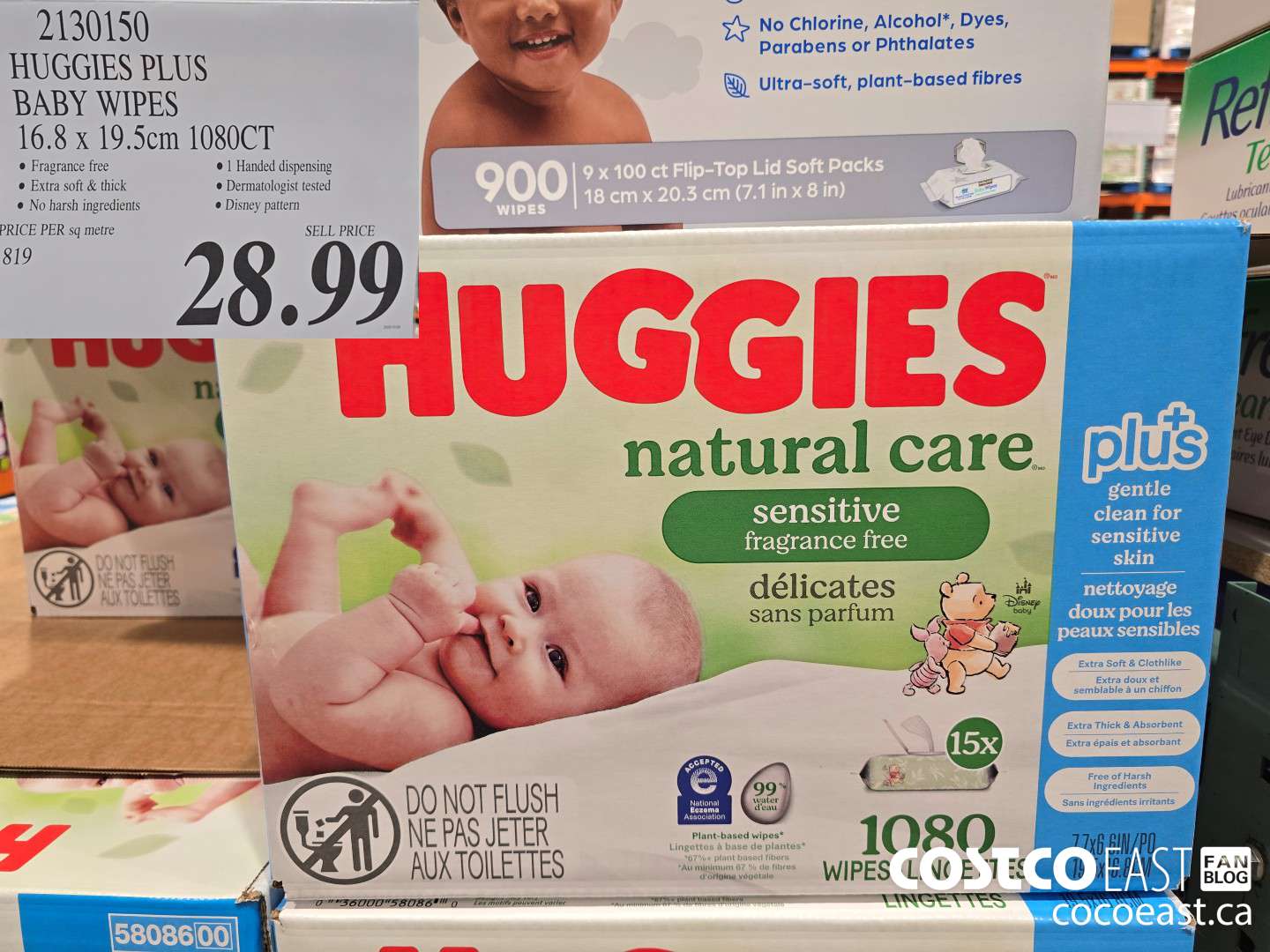 2130150 HUGGIES PLUS BABY WIPES 16.8 x 19.5cm 1080CT $28.99