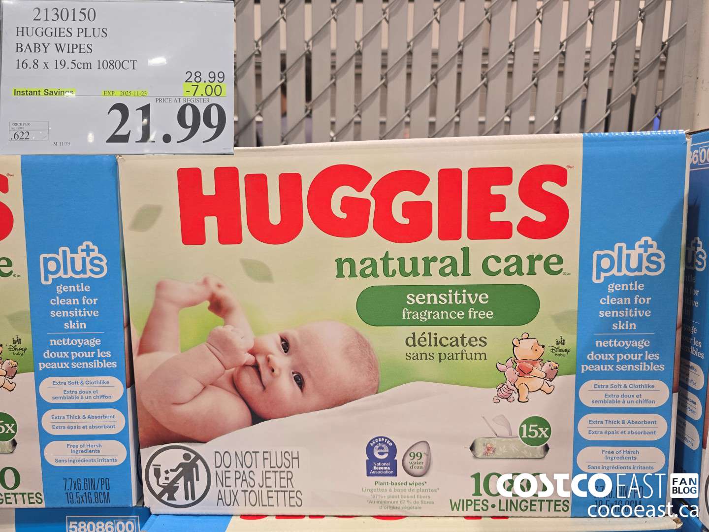 2130150 HUGGIES PLUS BABY WIPES 16.8 x 19.5cm 1080CT ($7.00 INSTANT SAVINGS EXPIRES ON 2025-11-23) $21.99