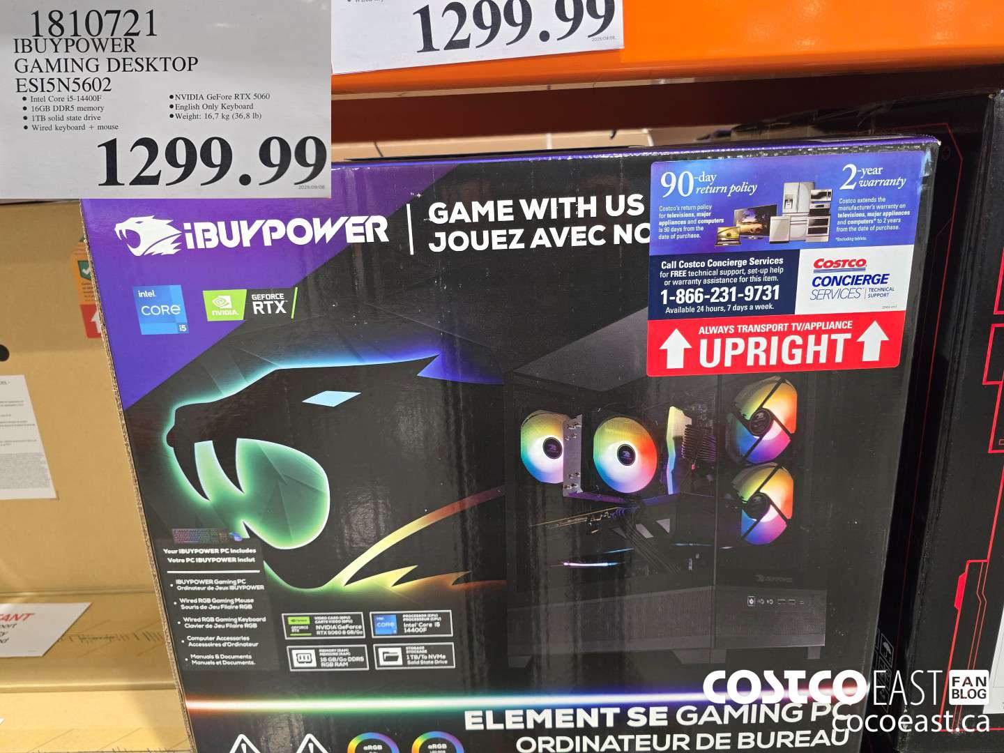 1810721 IBUYPOWER GAMING DESKTOP ESI5N5602 $1299.99