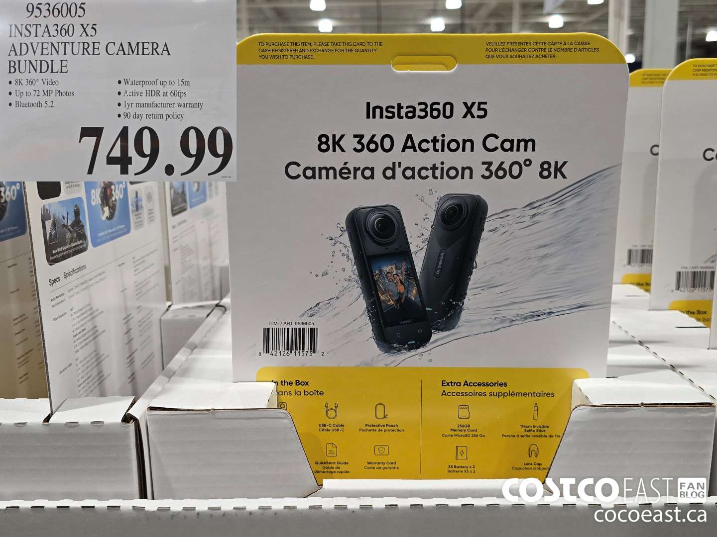 9536005 INSTA360 X5 ADVENTURE CAMERA BUNDLE $749.99