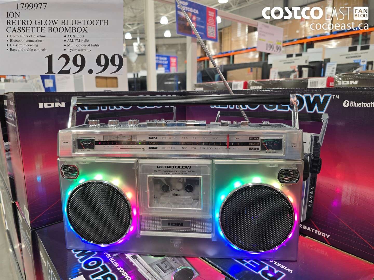 1799977 ION RETRO GLOW BLUETOOTH CASSETTE BOOMBOX $129.99