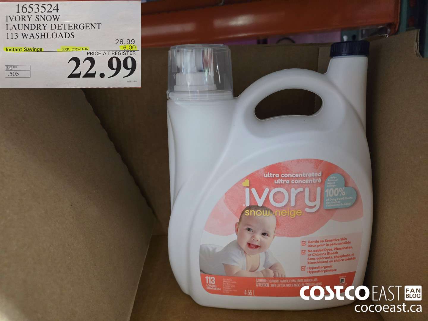 1653524 IVORY SNOW LAUNDRY DETERGENT 113 washloads ($6.00 INSTANT SAVINGS EXPIRES ON 2025-11-16) $22.99