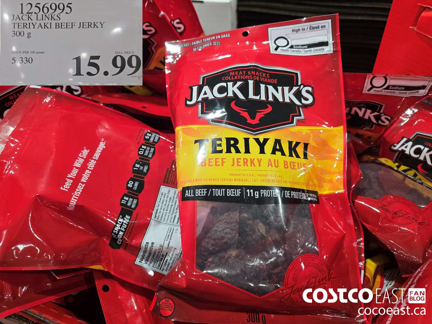 1256995 JACK LINKS TERIYAKI BEEF JERKY 300G $15.99