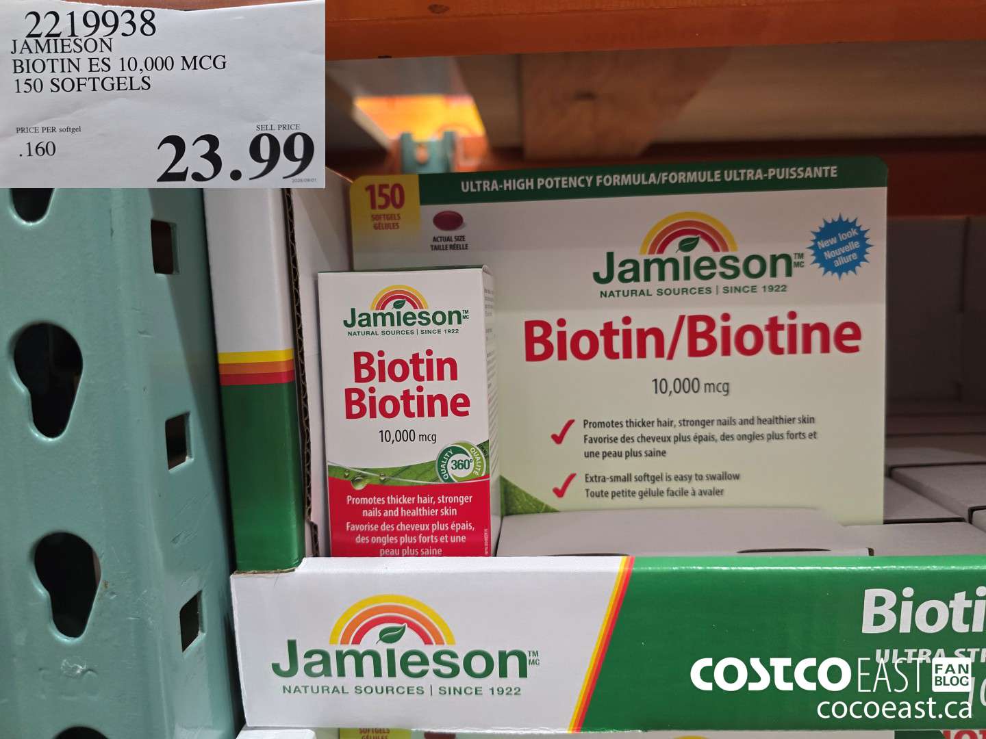 2219938 JAMIESON BIOTIN ES 10,000 MCG 150 SOFTGELS $23.99