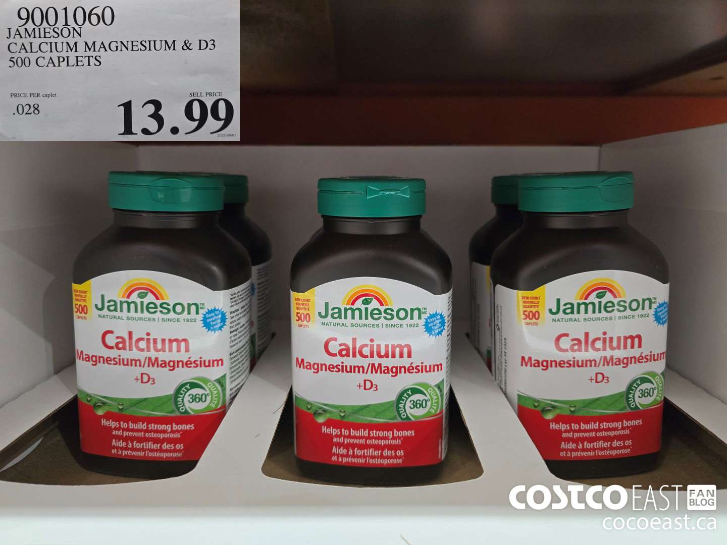 9001060 JAMIESON CALCIUM MAGNESIUM W/ D3 500 CAPLETS $13.99