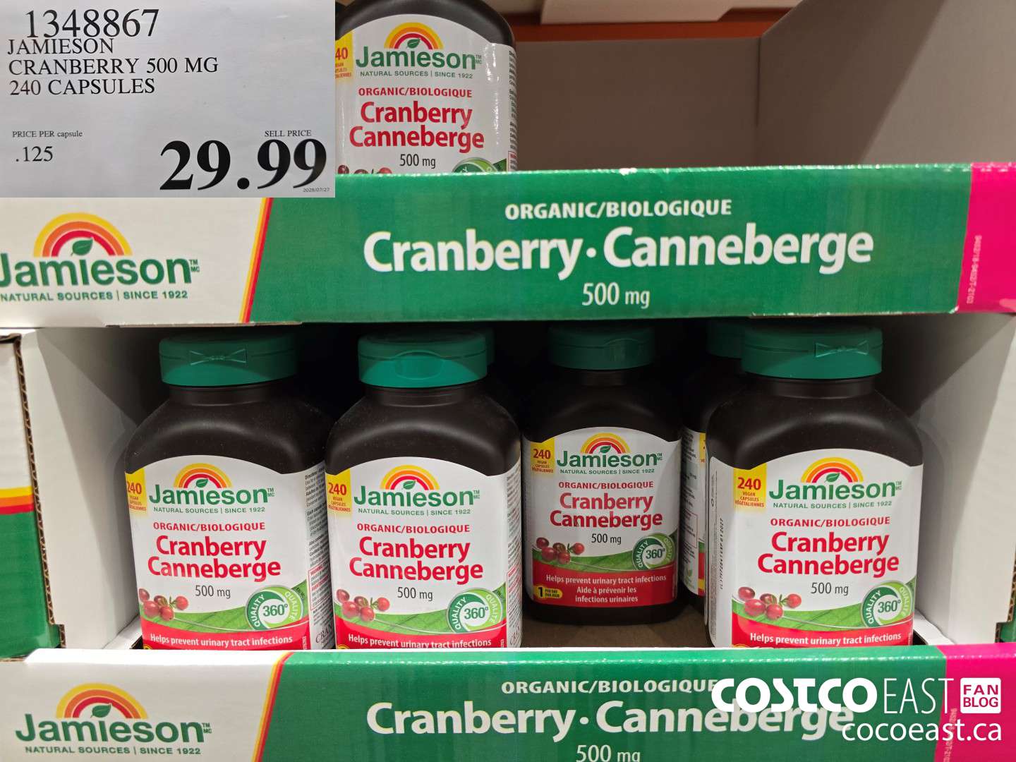 1348867 JAMIESON CRANBERRY 500MG 240 CAPSULES $29.99