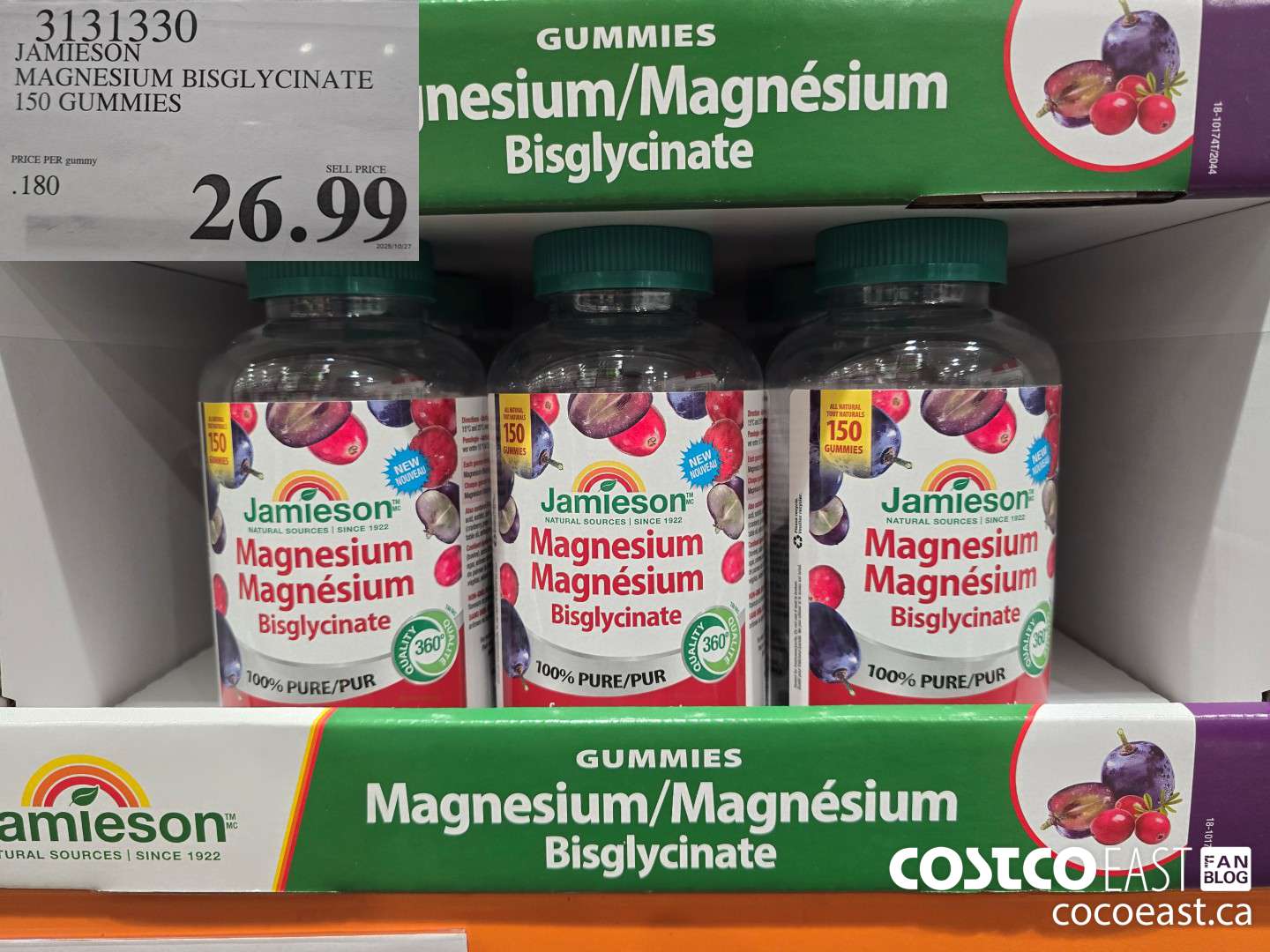 3131330 JAMIESON MAGNESIUM BISGLYCINATE 150 GUMMIES $26.99