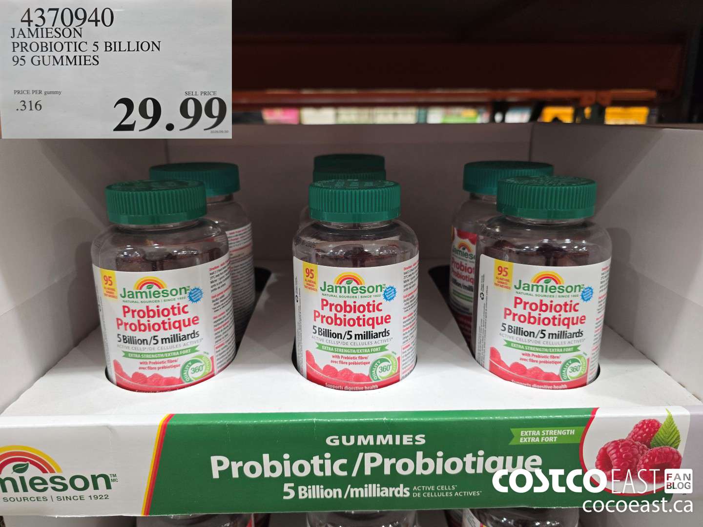 4370940 JAMIESON PROBIOTIC 5 BILLION 95 gummies $29.99