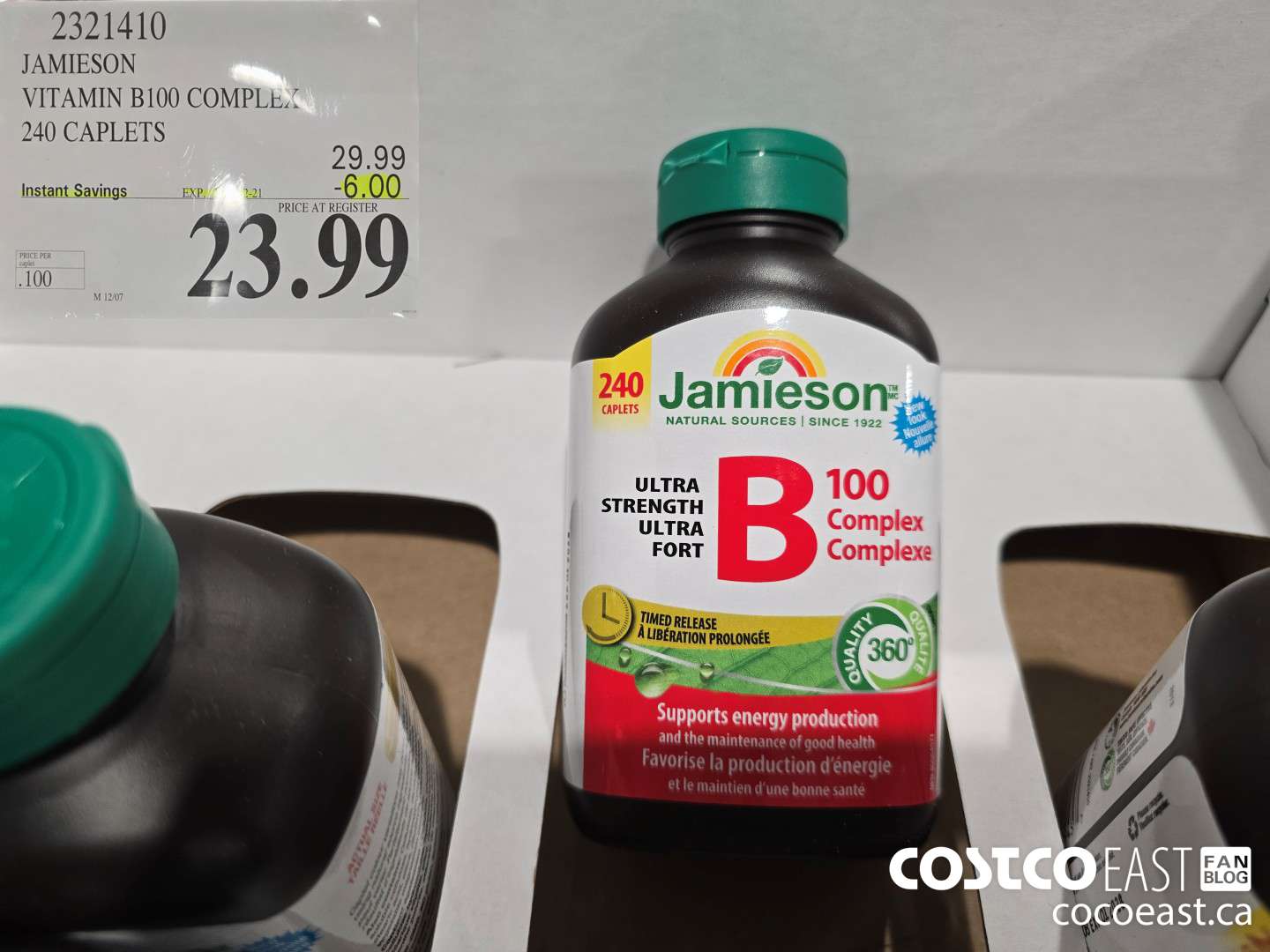 2321410 JAMIESON VITAMIN B100 COMPLEX 240 CAPLETS ($6.00 INSTANT SAVINGS EXPIRES ON 2025-12-21) $23.99