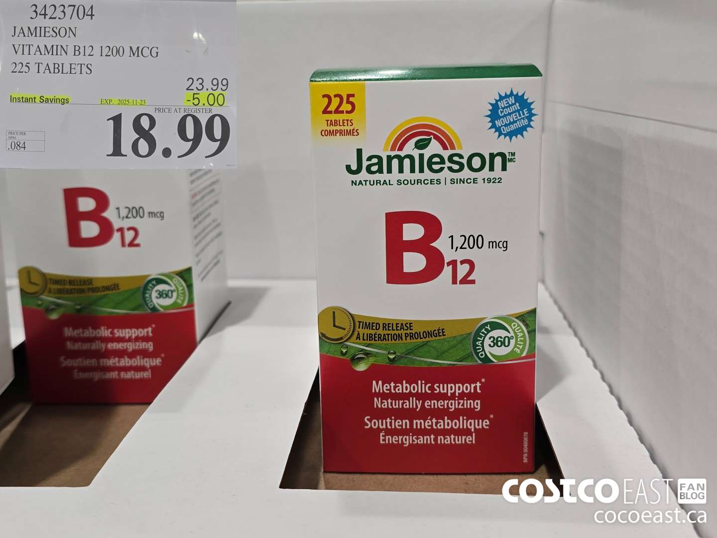3423704 JAMIESON VITAMIN B12 1200 MCG 225 TABLETS ($5.00 INSTANT SAVINGS EXPIRES ON 2025-11-23) $18.99