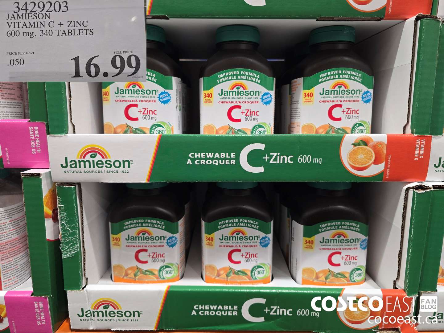 3429203 JAMIESON VITAMIN C + ZINC 600 mg, 340 TABLETS $16.99