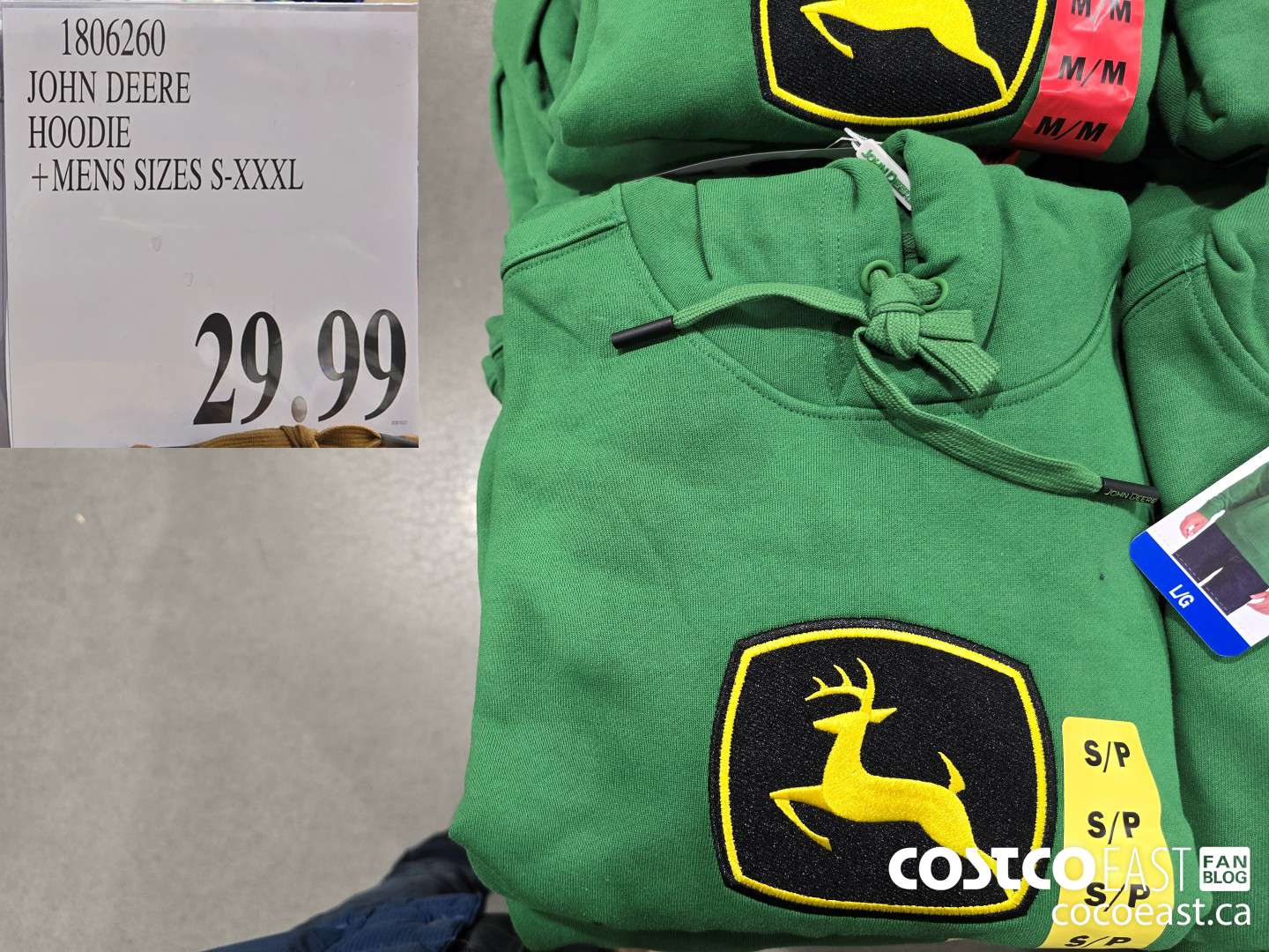 1806260 JOHN DEERE HOODIE +MENS SIZES S-XXXL $29.99