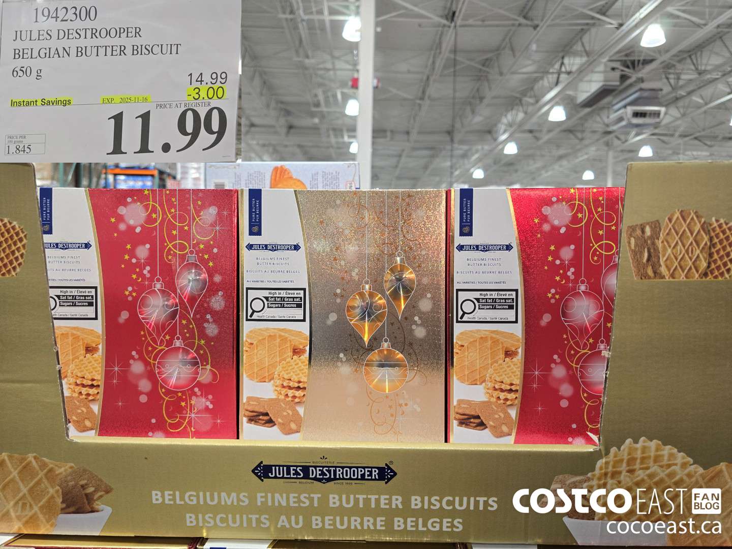 1942300 JULES DESTROOPER BELGIAN BUTTER BISCUIT 650 g ($3.00 INSTANT SAVINGS EXPIRES ON 2025-11-16) $11.99