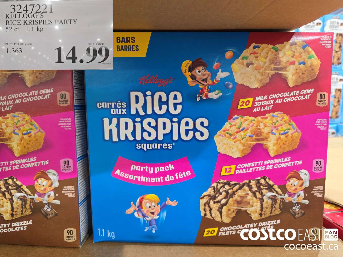 3247221 KELLOGG'S RICE KRISPIES PARTY 52 ct 1.1 kg $14.99