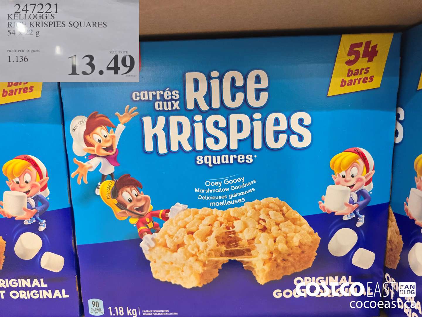 247221 KELLOGG'S RICE KRISPIES SQUARES 54 X 22 G $13.49