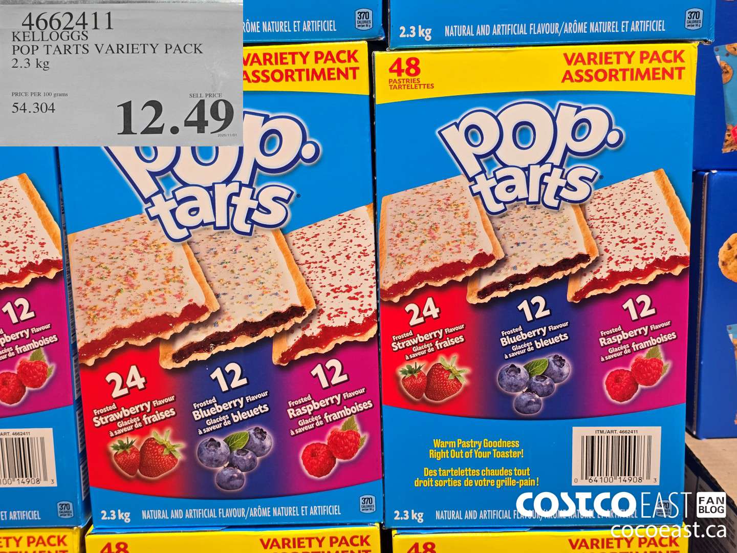 4662411 KELLOGG POP TARTS VARIETY PACK 2.3 kg $12.49