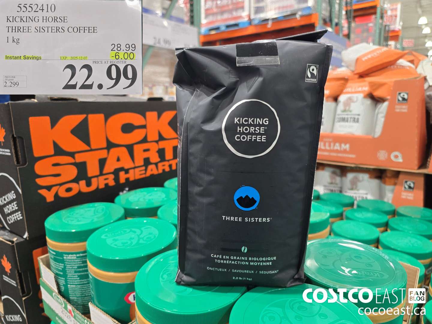5552410 KICKING HORSE THREE SISTERS COFFEE 1 KG ($6.00 INSTANT SAVINGS EXPIRES ON 2025-12-07) $22.99