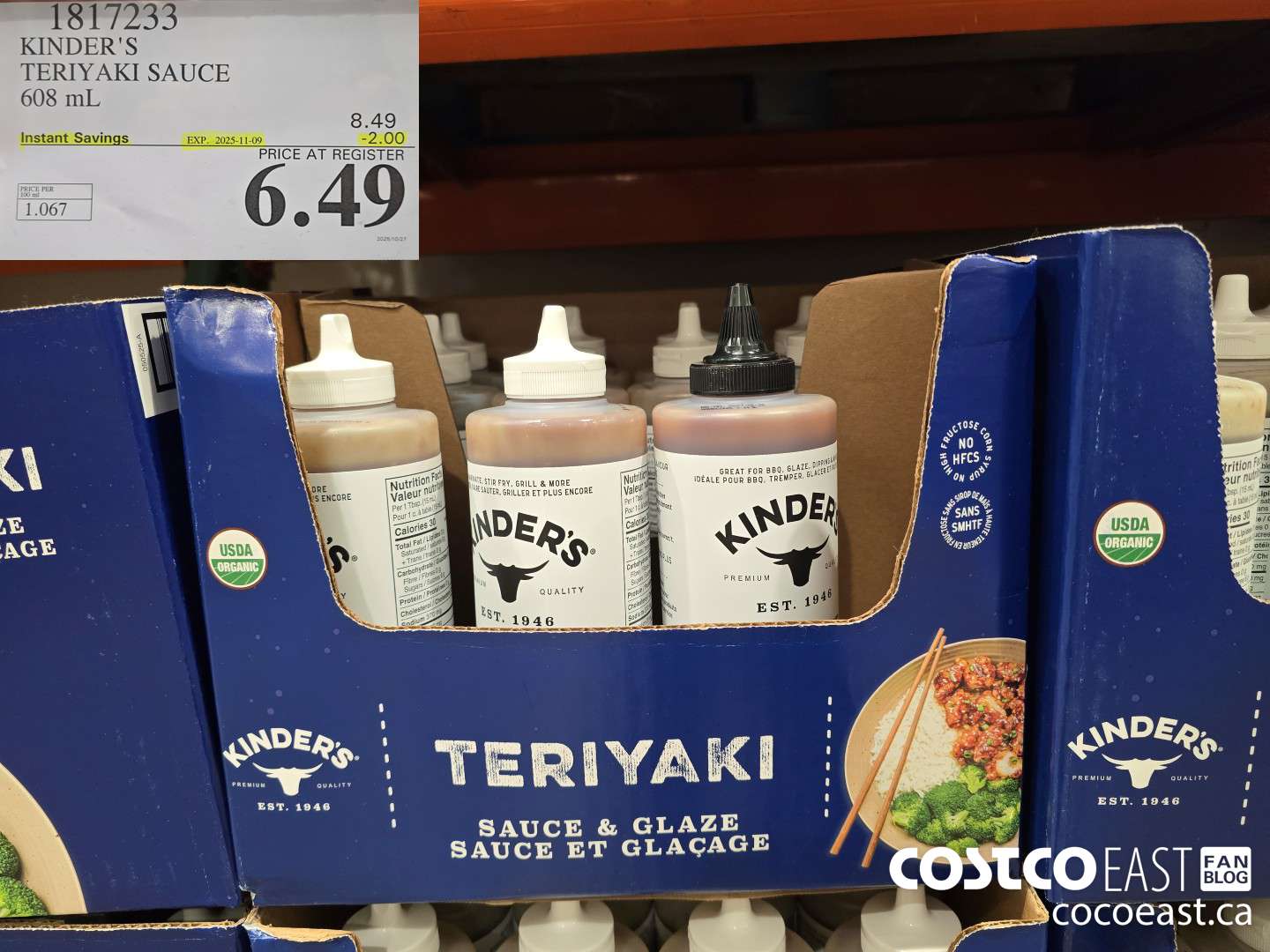 1817233 KINDER'S TERIYAKI SAUCE 608 mL ($2.00 INSTANT SAVINGS EXPIRES ON 2025-11-09) $6.49