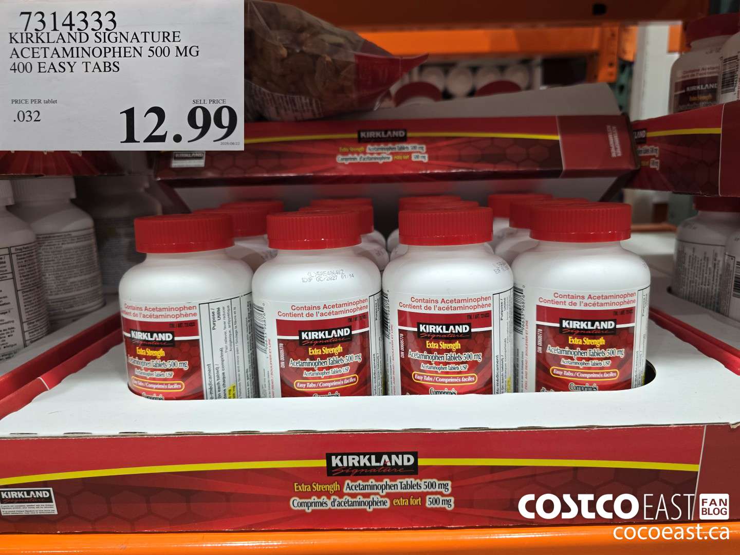 7314333 KIRKLAND SIGNATURE ACETAMINOPHEN 500MG 400 EASY TABS $12.99
