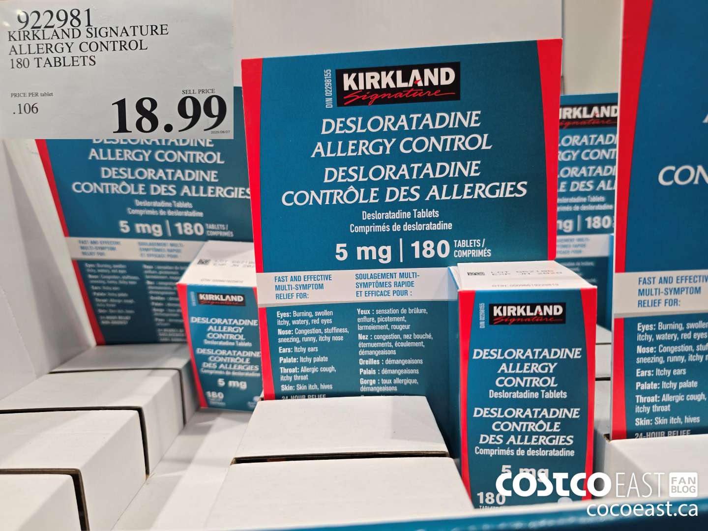 922981 KIRKLAND SIGNATURE ALLERGY CONTROL 180 TABLETS $18.99