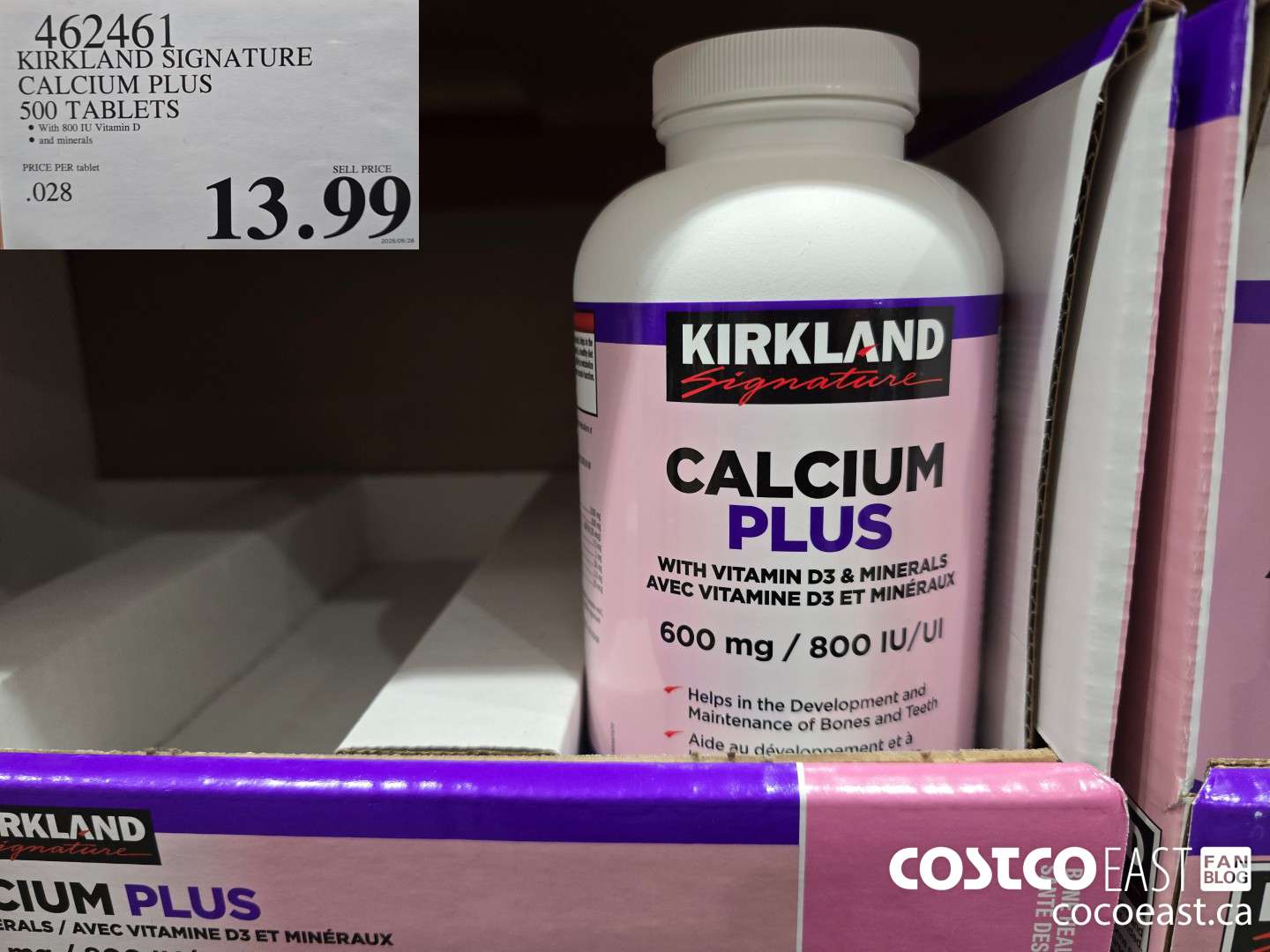 462461 KIRKLAND SIGNATURE CALCIUM PLUS 500 TABLETS $13.99