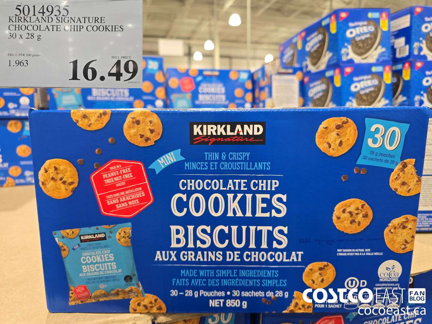 5014935 KIRKLAND SIGNATURE CHOCOLATE CHIP COOKIES 30 X 28 G $16.49