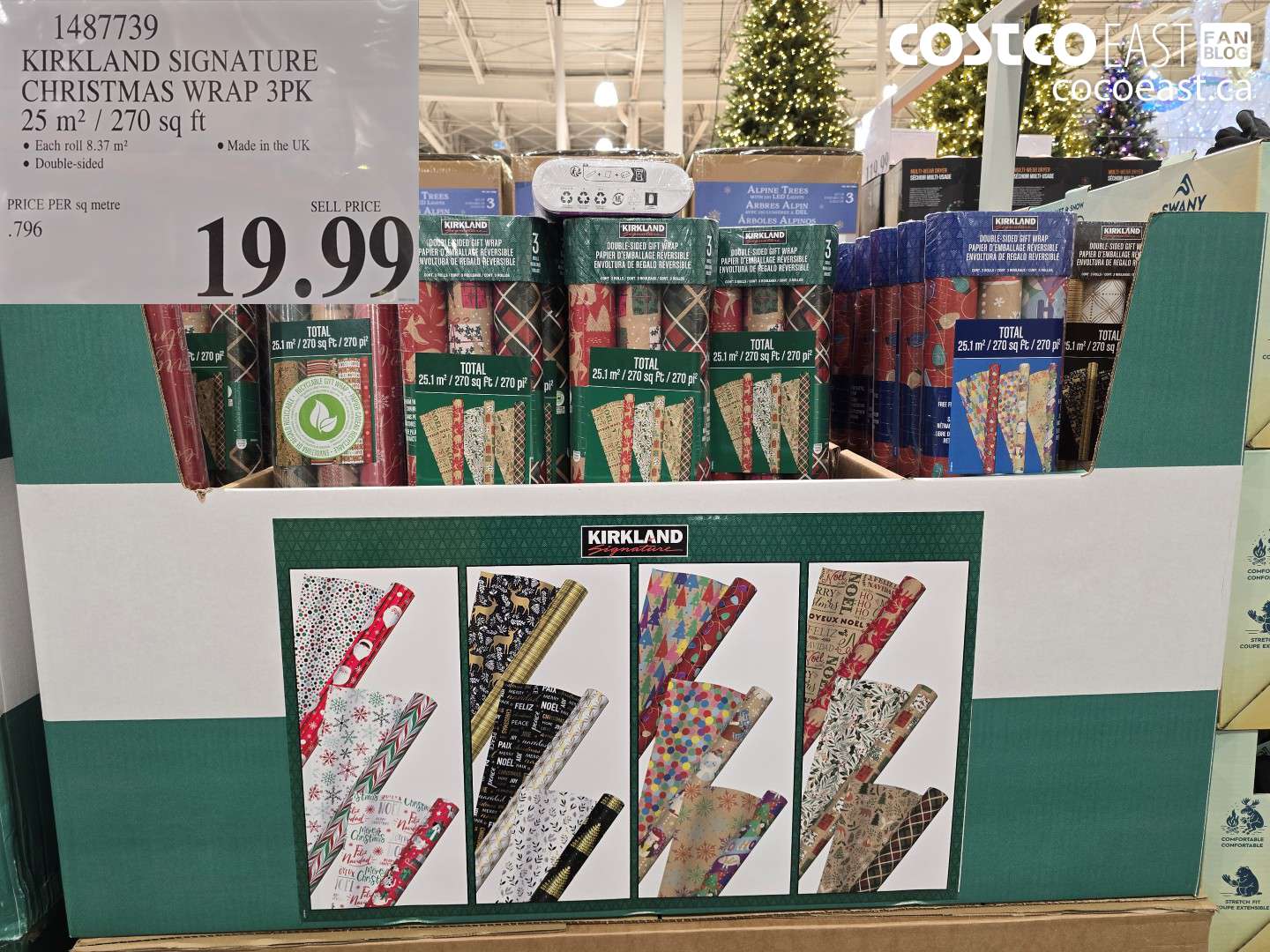 1487739 KIRKLAND SIGNATURE CHRISTMAS WRAP 3PK 25 m2 / 270 sq ft $19.99