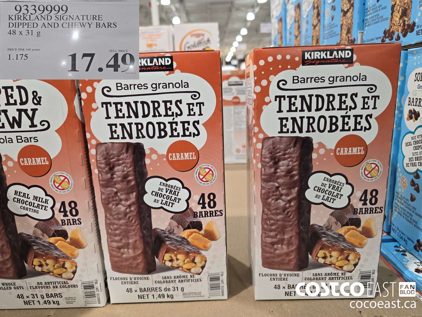 9339999 KIRKLAND SIGNATURE DIPPED AND CHEWY BARS 48x 31g $17.49