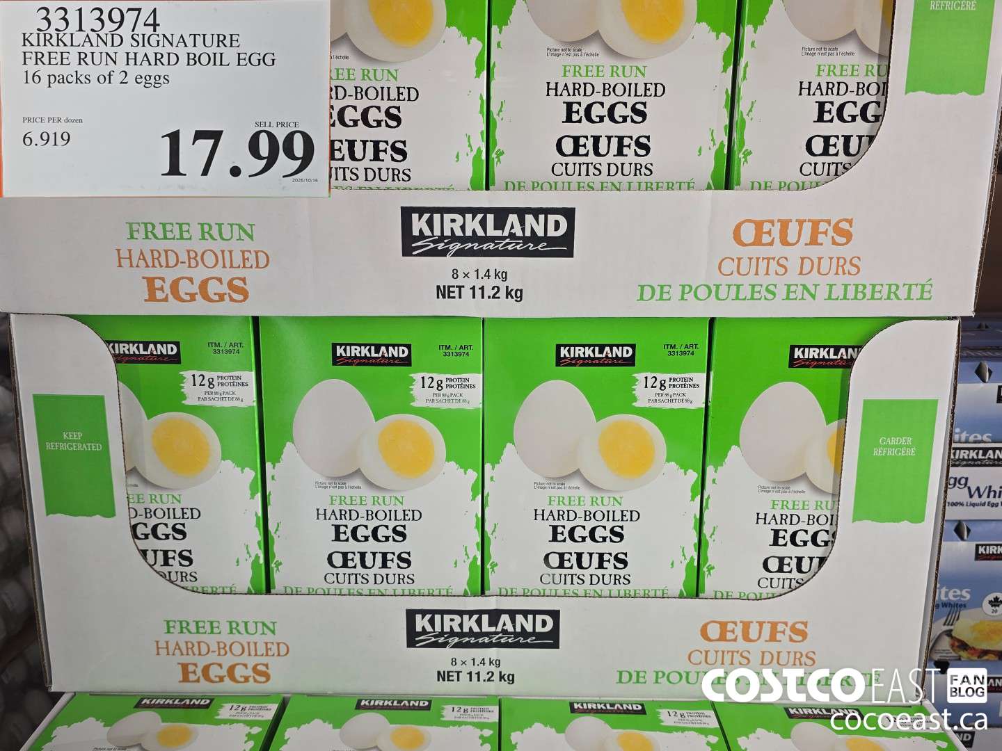 3313974 KIRKLAND SIGNATURE FREE RUN HARD BOIL EGG 16 packs of 2 eggs $17.99