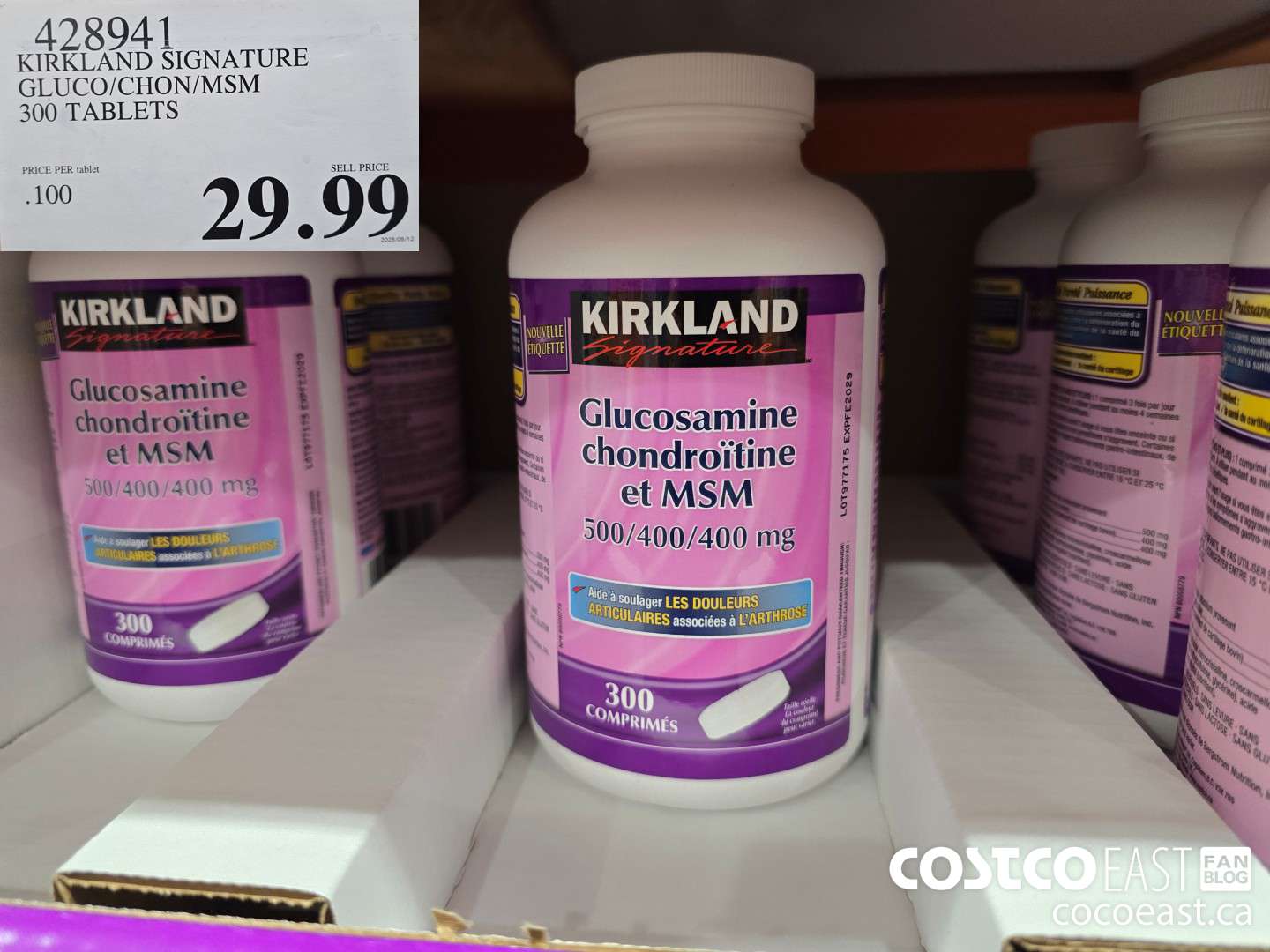 428941 KIRKLAND SIGNATURE GLUCO/CHON/MSM 300 TABLETS $29.99