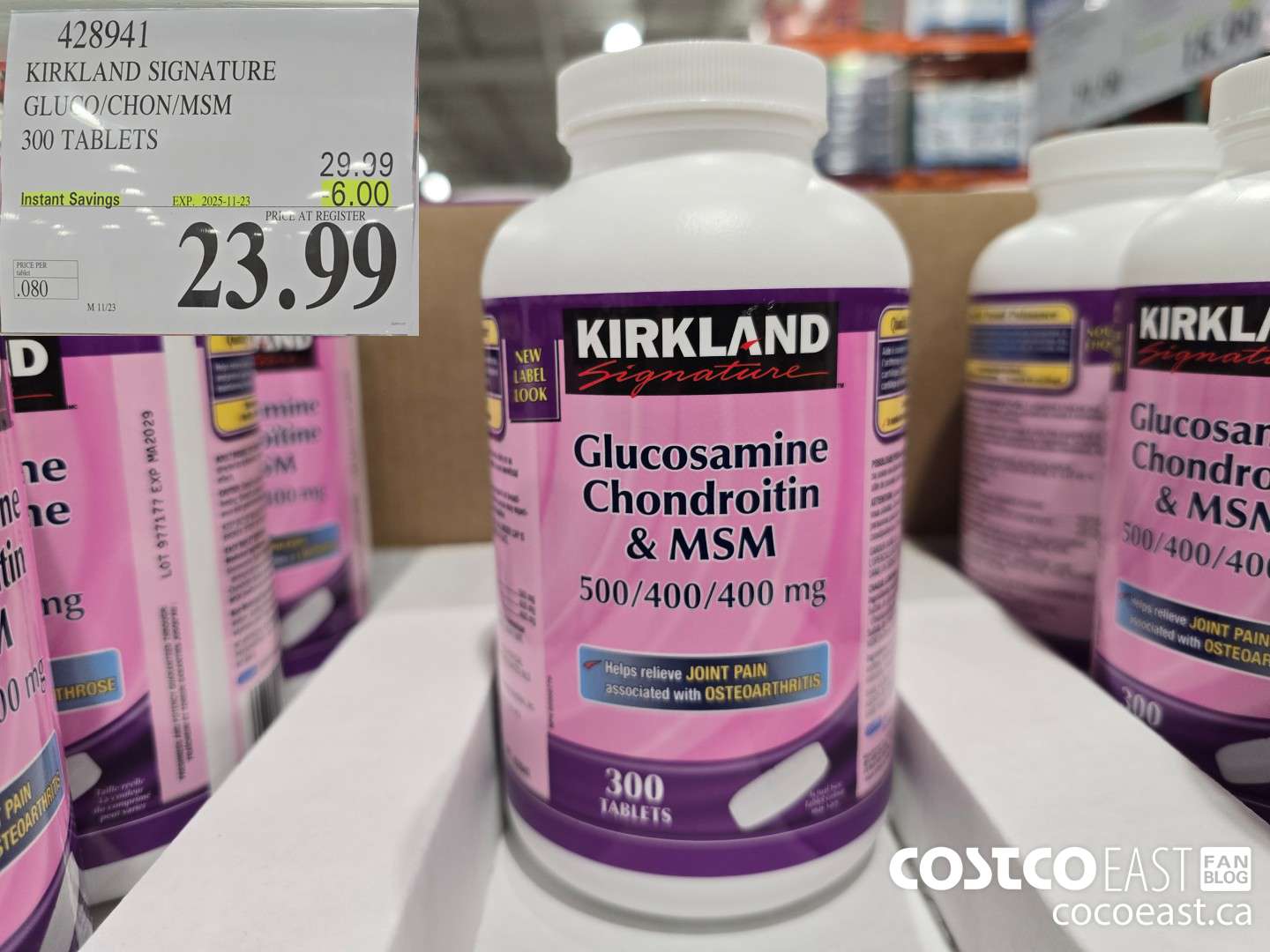 428941 KIRKLAND SIGNATURE GLUCO/CHON/MSM 300 TABLETS ($6.00 INSTANT SAVINGS EXPIRES ON 2025-11-23) $23.99