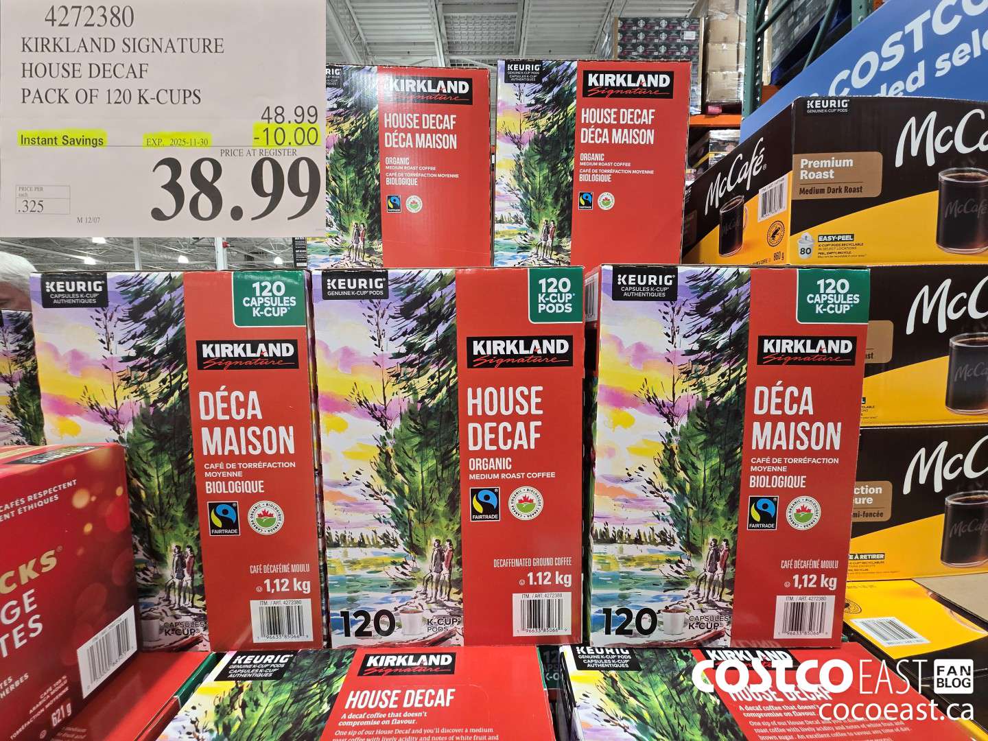 4272380 KIRKLAND SIGNATURE HOUSE DECAF PACK OF 120 K-CUPS ($10.00 INSTANT SAVINGS EXPIRES ON 2025-11-30) $38.99