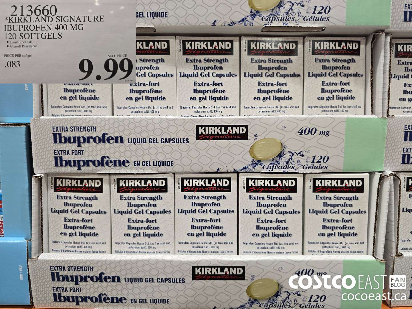 213660 *KIRKLAND SIGNATURE IBUPROFEN 400MG 120 CAPSULES $9.99