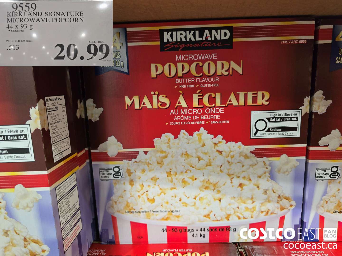 9559 KIRKLAND SIGNATURE MICROWAVE POPCORN 44 x 93 G $20.99