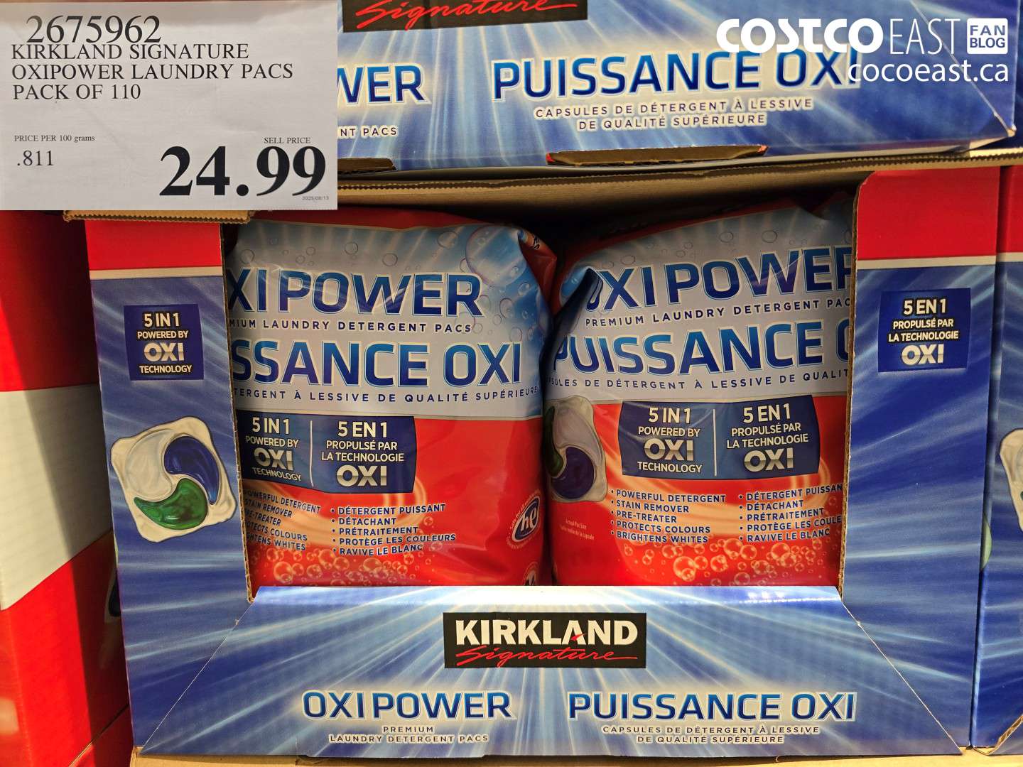 2675962 KIRKLAND SIGNATURE OXI POWER LAUNDRY PACS PACK OF 110 $24.99